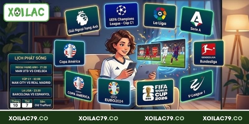 Xoilac phát sóng đa dạng giải bóng đá